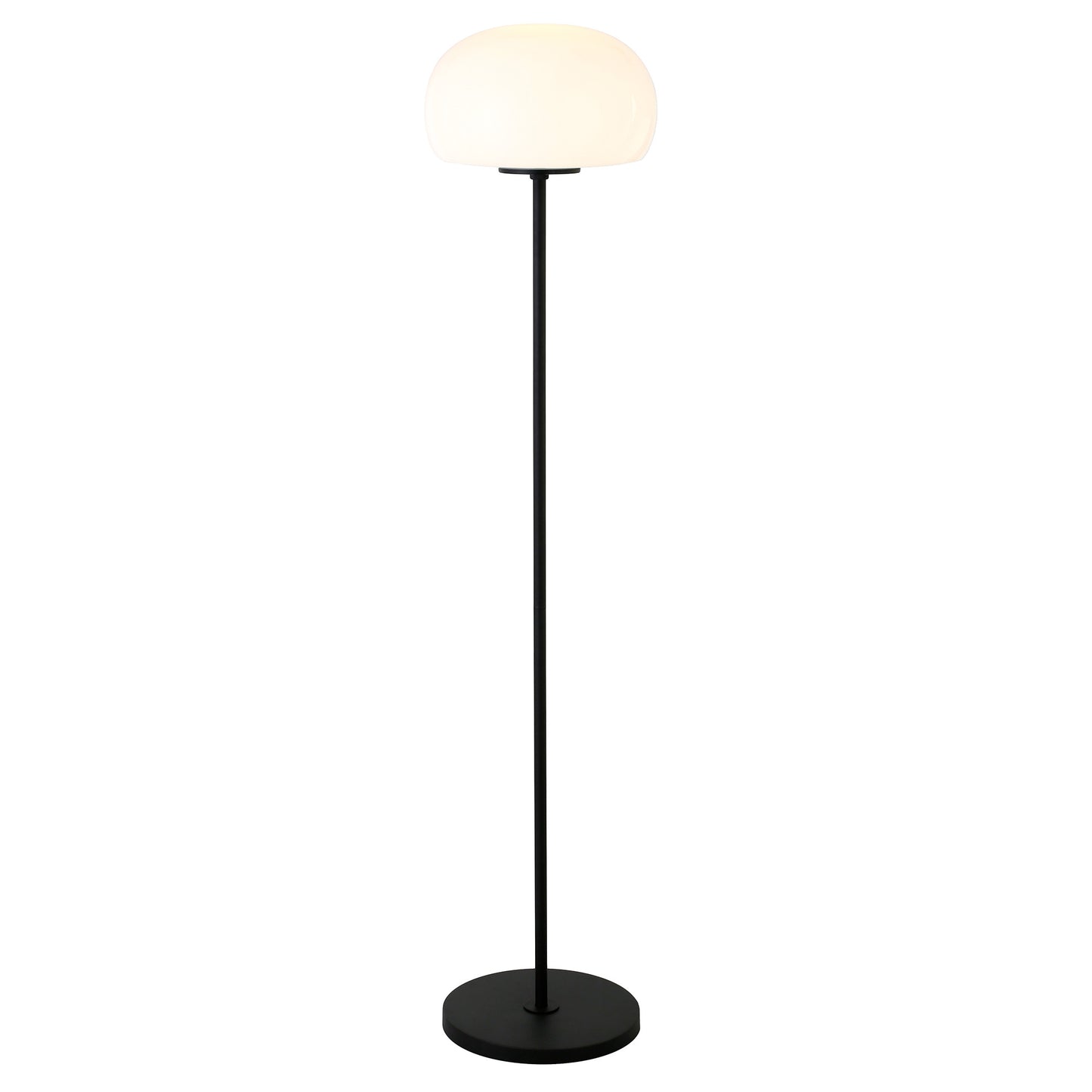 62" Black Novelty Floor Lamp With White Frosted Glass Globe Shade