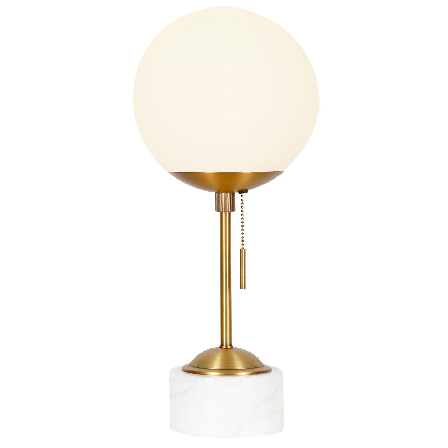 18" Gold and White Marble Globe Table Lamp With White Globe Shade