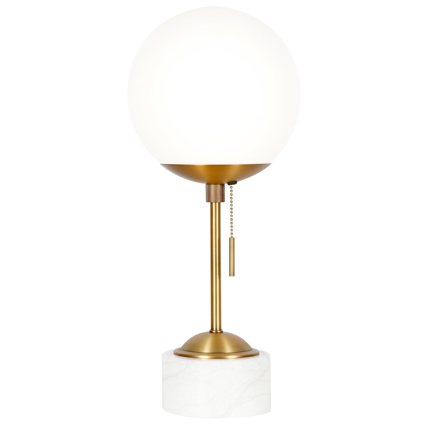 18" Gold and White Marble Globe Table Lamp With White Globe Shade