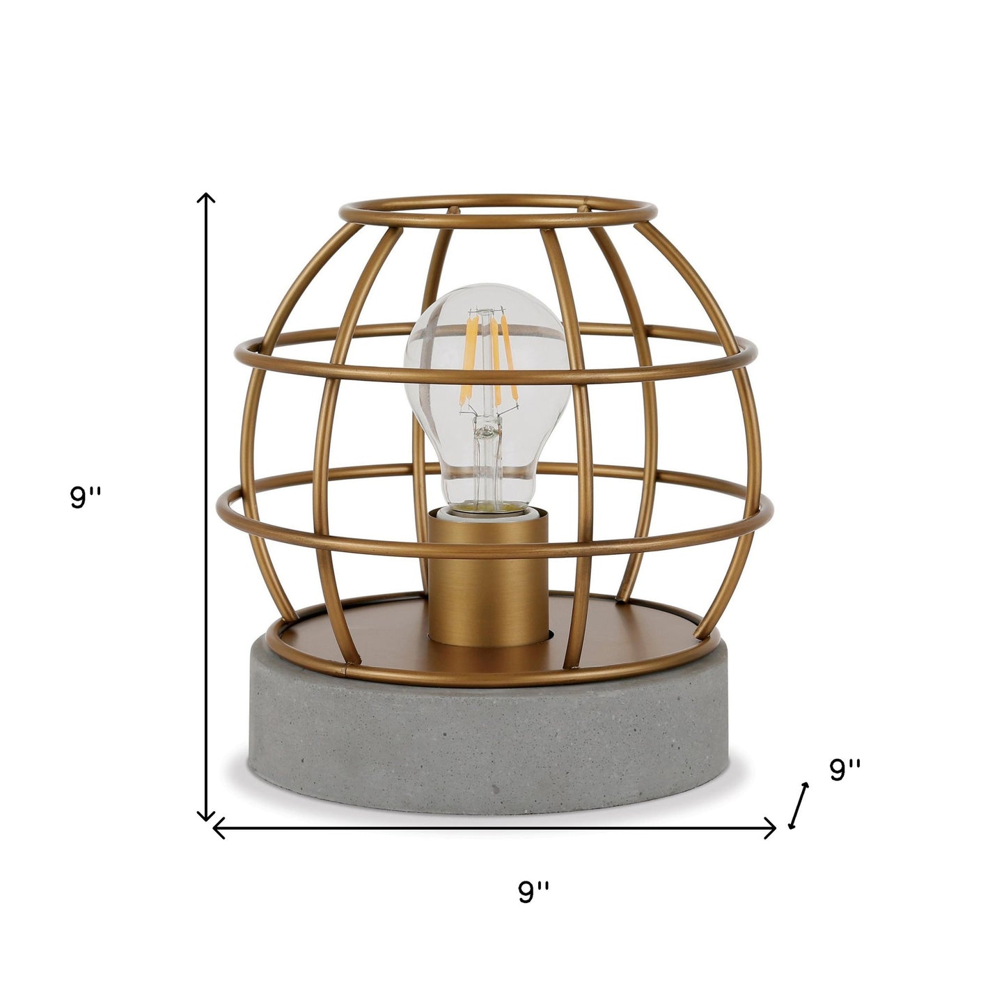 9" Gray and Gold Concrete Desk Table Lamp