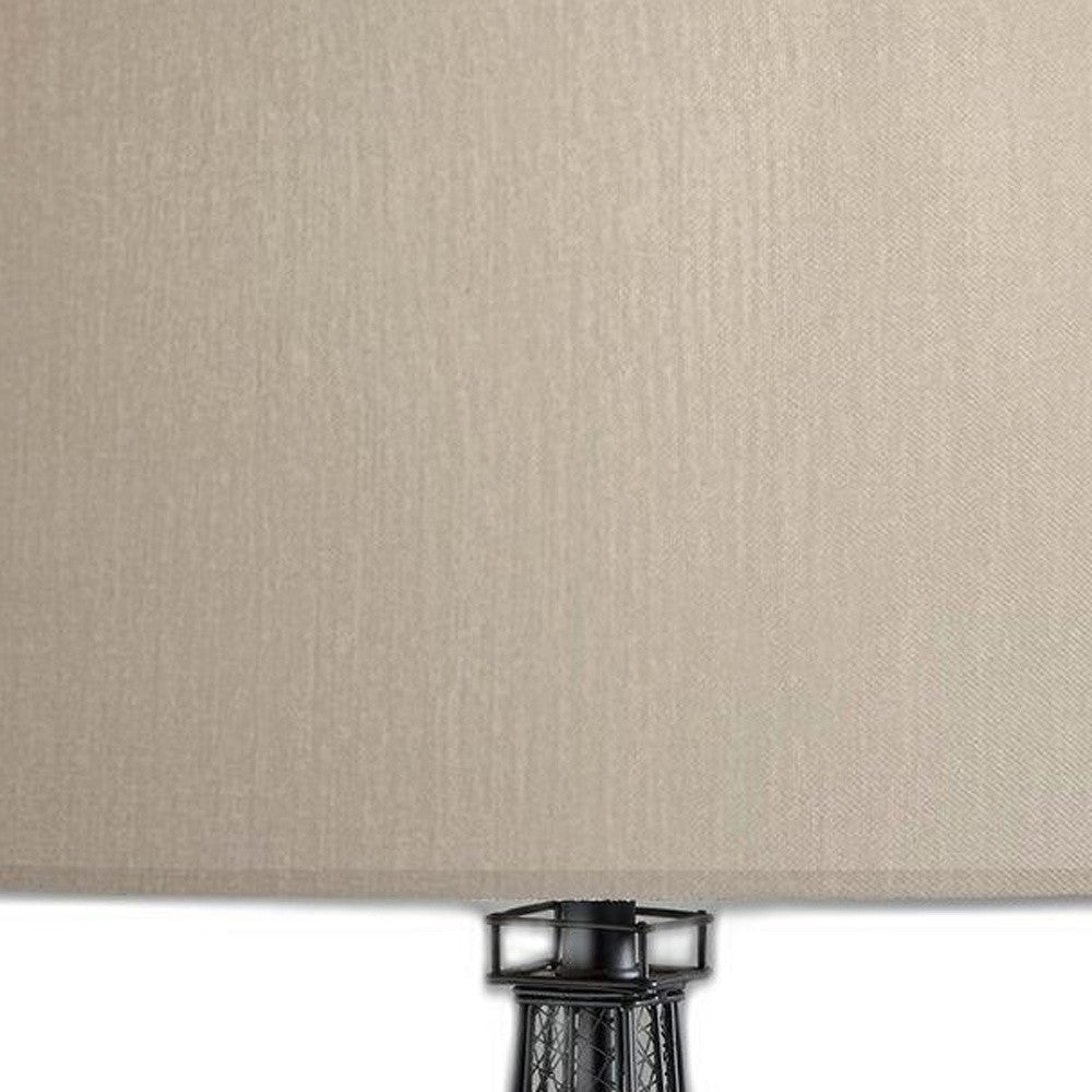 25" Black Acrylic Paris Desk Table Lamp With White Drum Shade