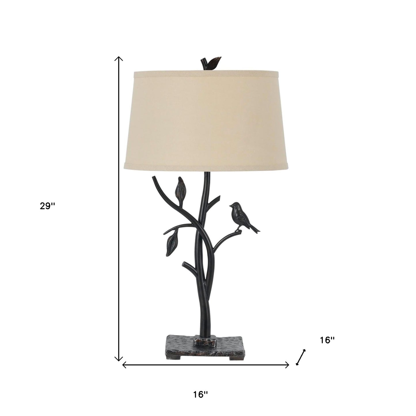 29" Tan Metal Table Lamp With Tan Empire Shade