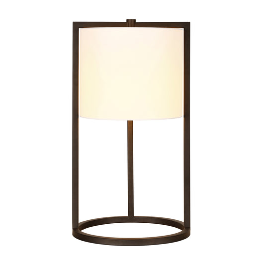 22" Black Metal Table Lamp With White Drum Shade