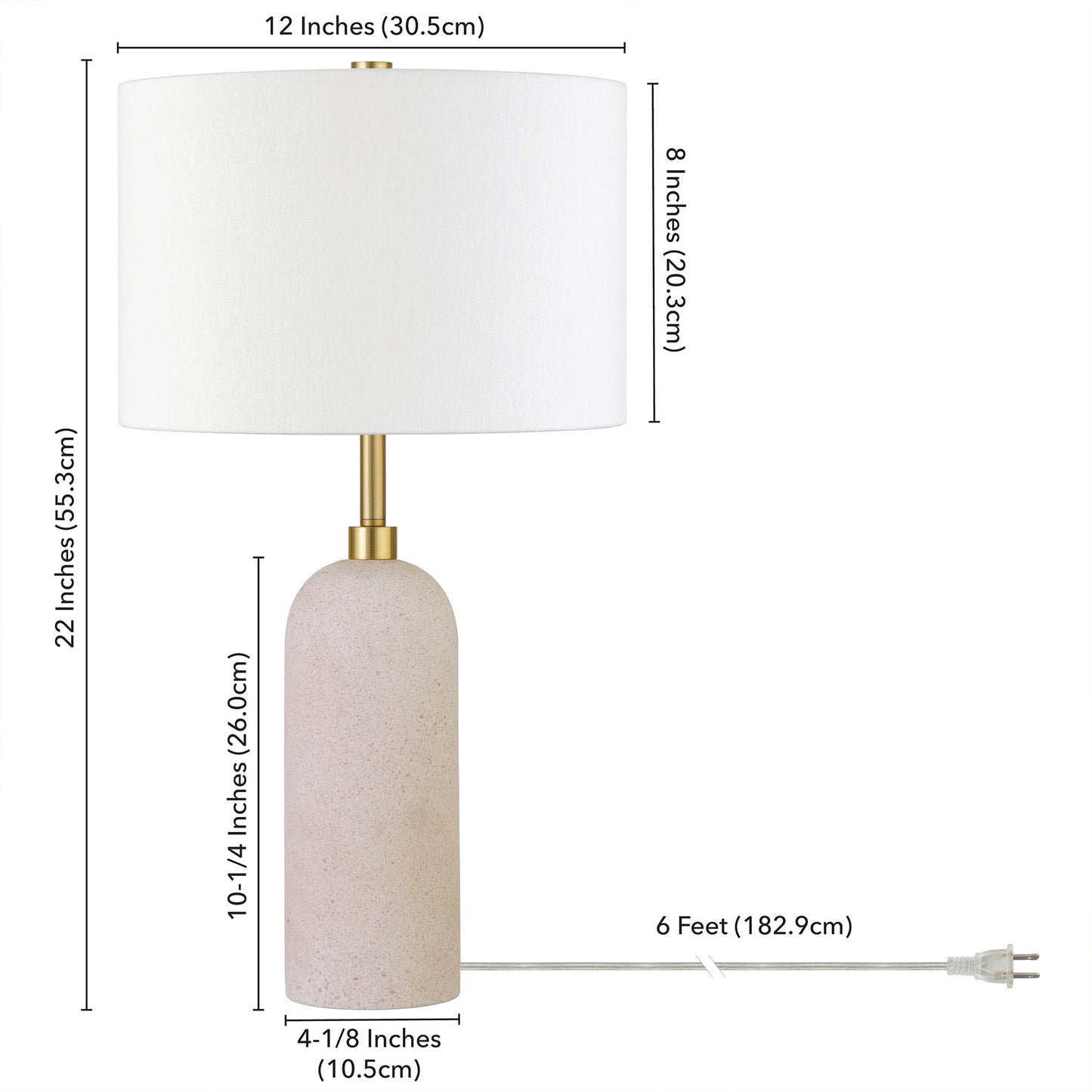 22" Sand Ceramic Table Lamp With White Drum Shade