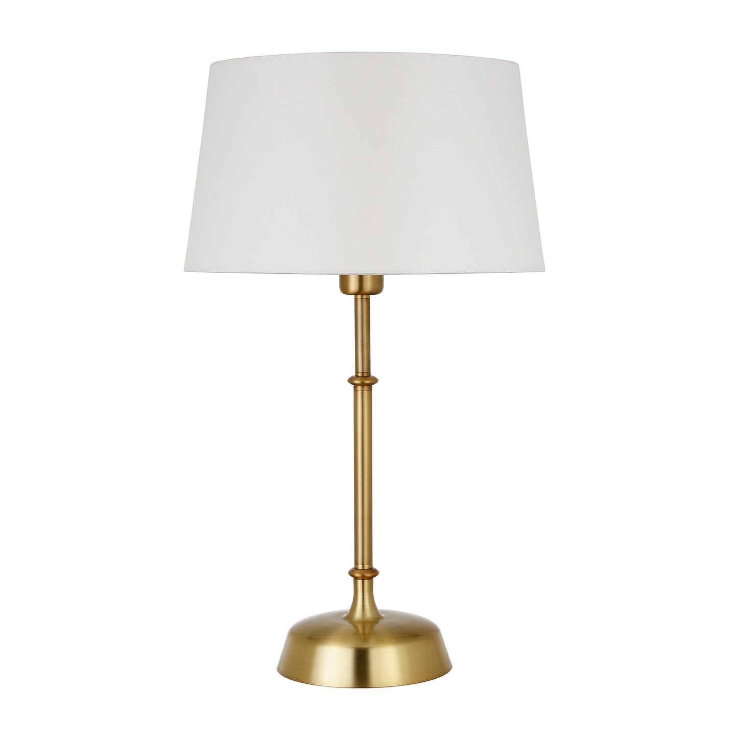 24" Gold Metal Table Lamp With White Drum Shade