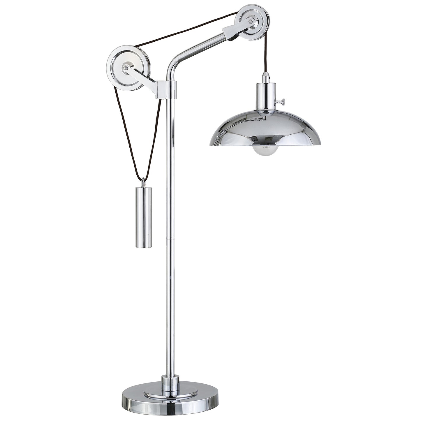 33" Silver Metal Adjustable Desk Table Lamp With Nickel Dome Shade