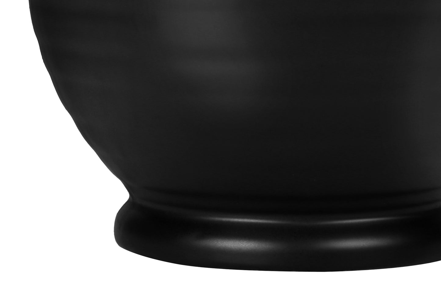 17" Black Ceramic Round Table Lamp With Ivory Drum Shade