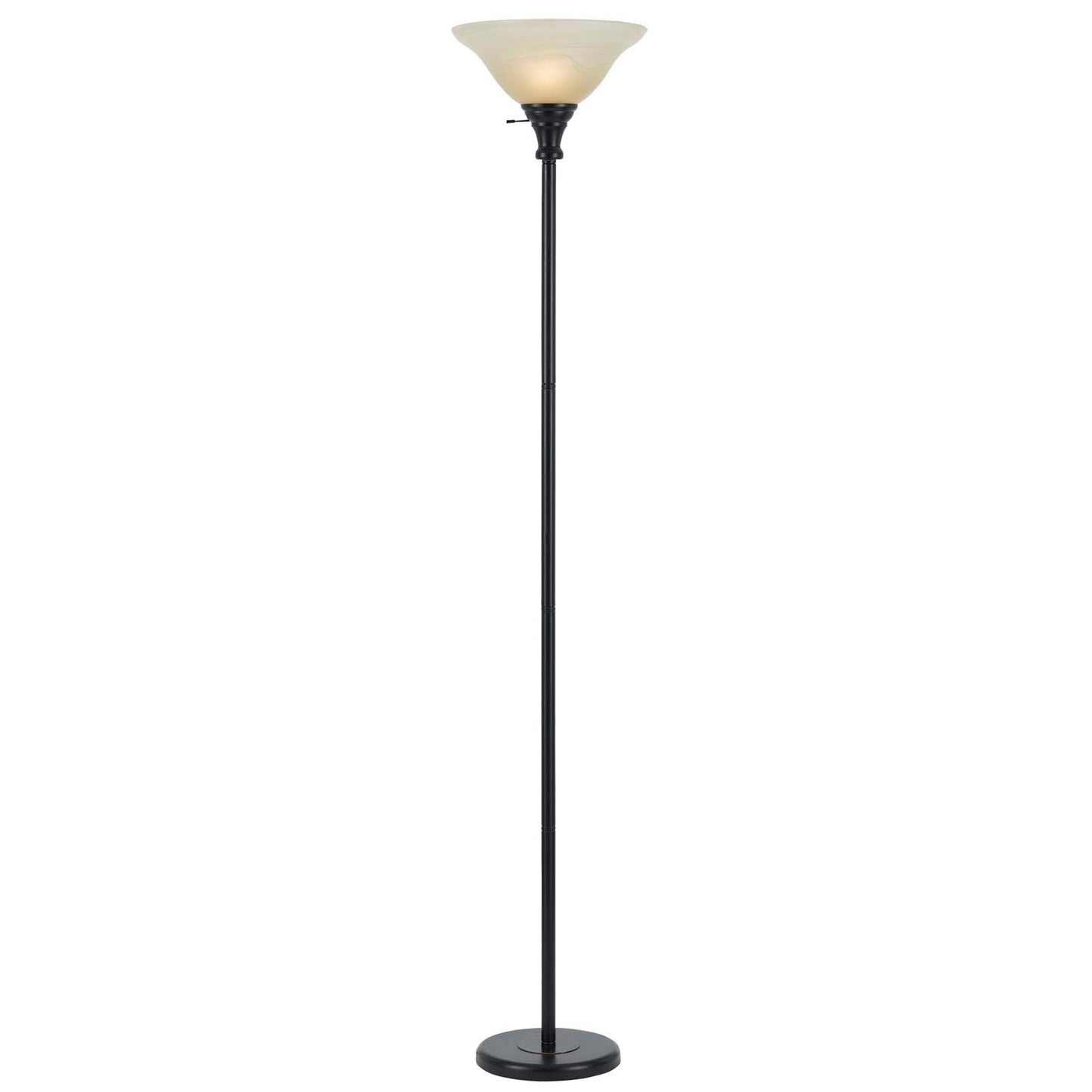 71" Bronze Torchiere Floor Lamp With Beige Frosted Glass Dome Shade