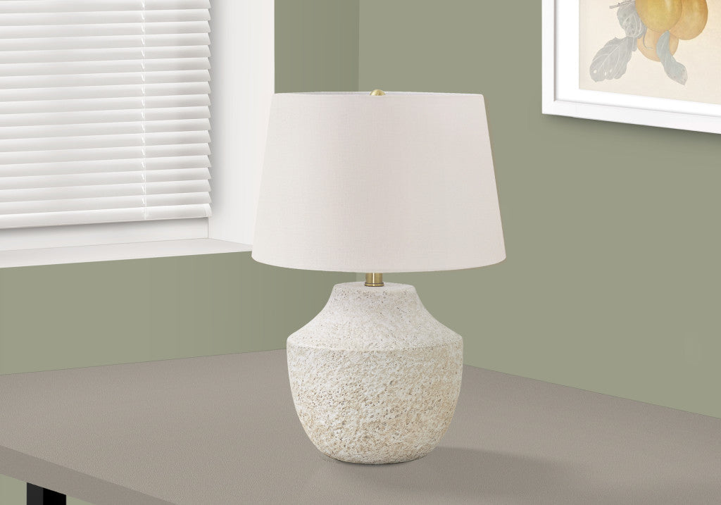 20" Cream Concrete Urn Table Lamp With Cream Empire Shade