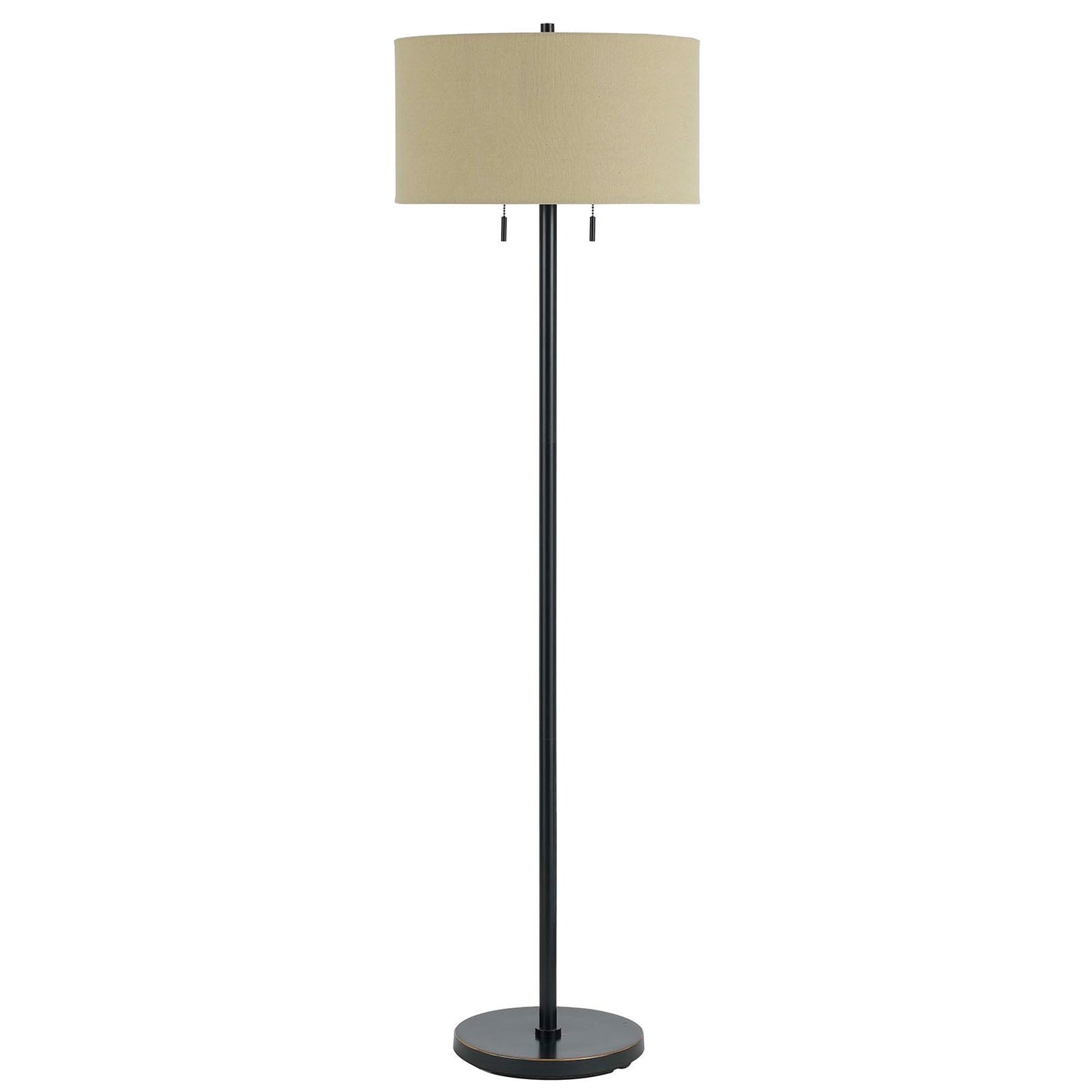 59" Bronze Two Light Traditional Shaped Floor Lamp With Brown Rectangular Shade