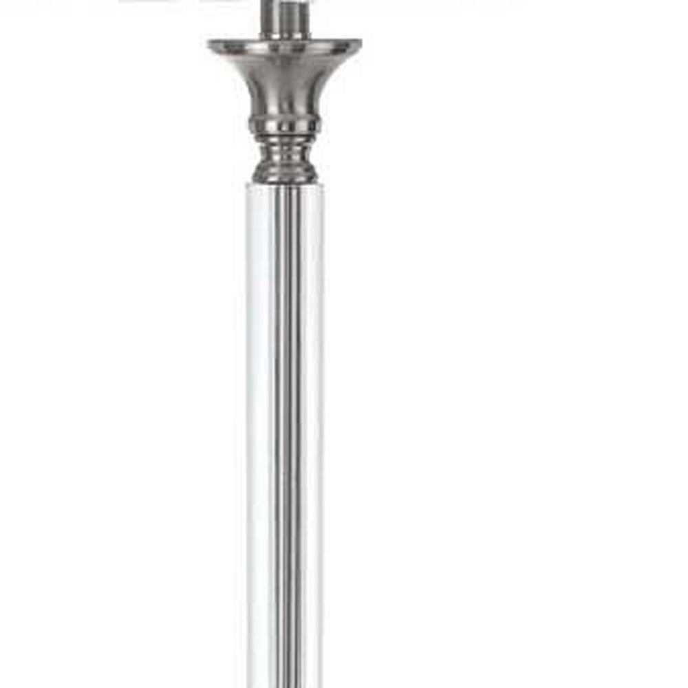 60" Nickel Traditional Shaped Floor Lamp With White Square Shade