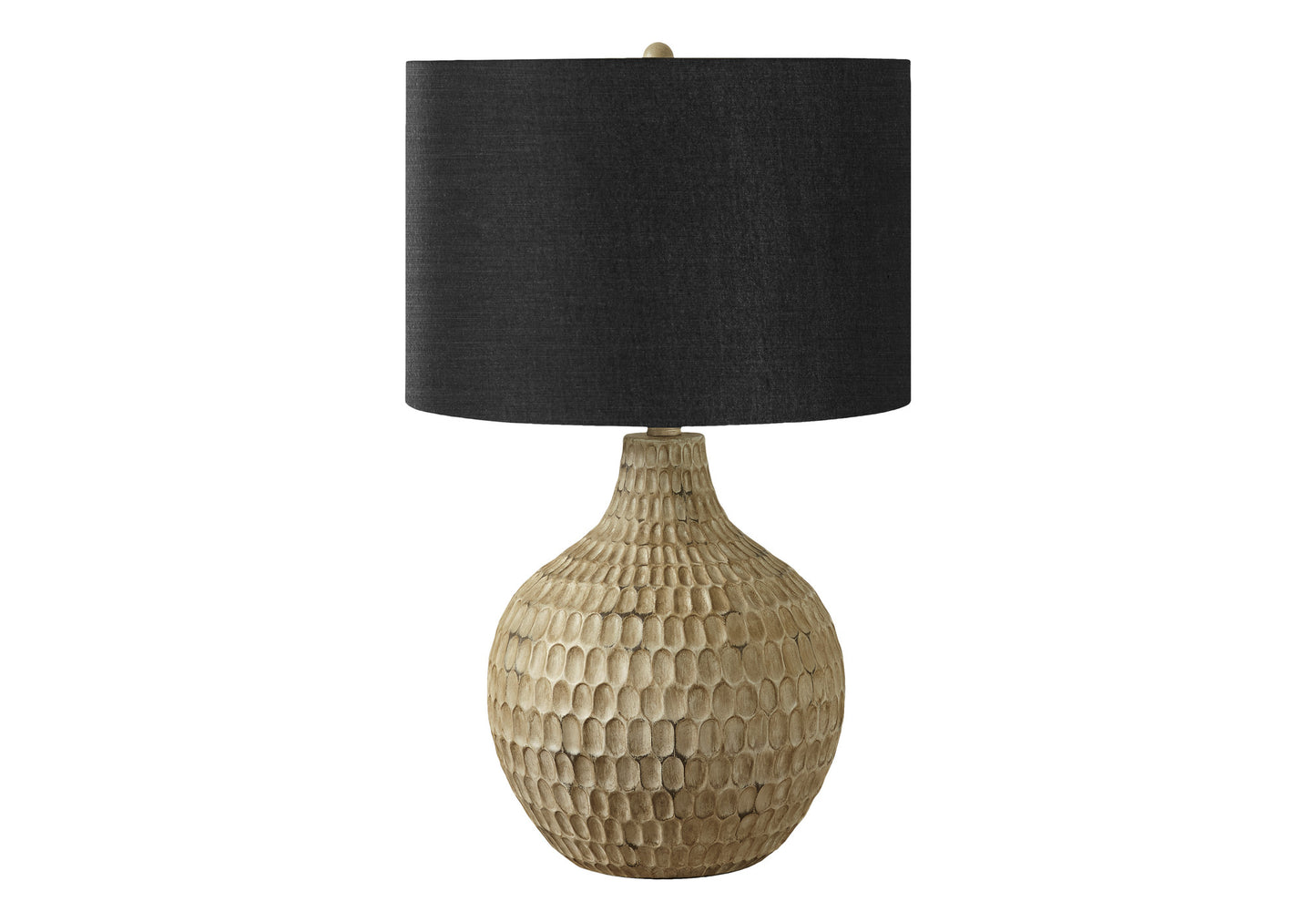 25" Brown Geometric Table Lamp With Black Drum Shade