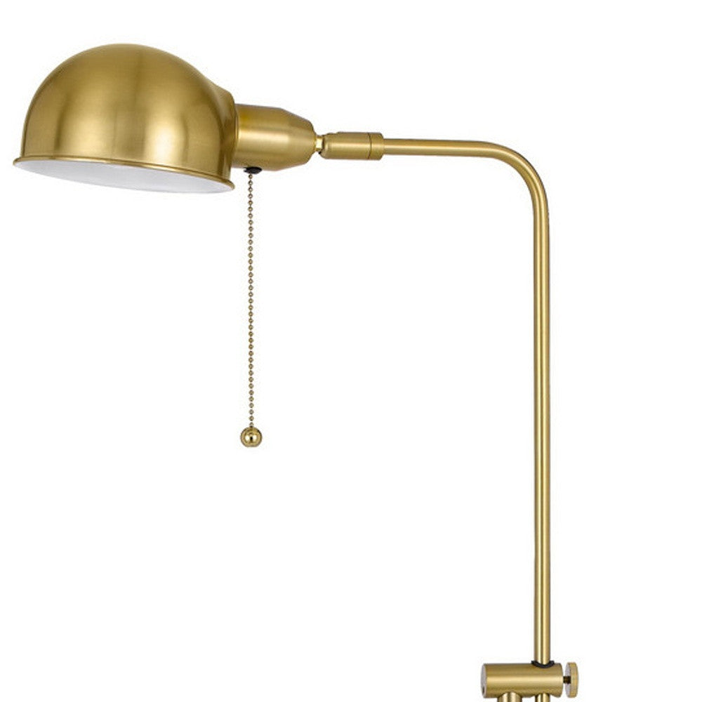 58" Brass Adjustable Traditional Shaped Floor Lamp With Bronze Dome Shade