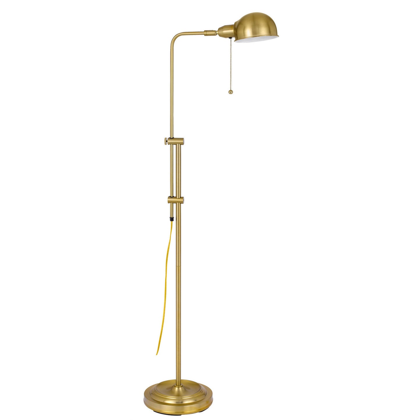 58" Brass Adjustable Traditional Shaped Floor Lamp With Bronze Dome Shade