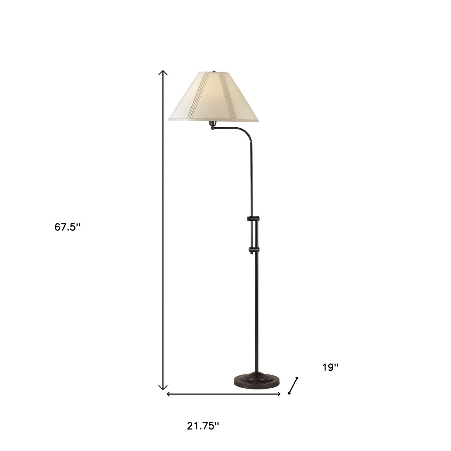 68" Bronze Adjustable Traditional Shaped Floor Lamp With Beige Empire Shade