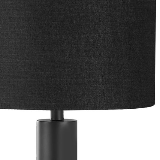 28" Black Metal and Acrylic Cylinder Table Lamp With Black Drum Shade