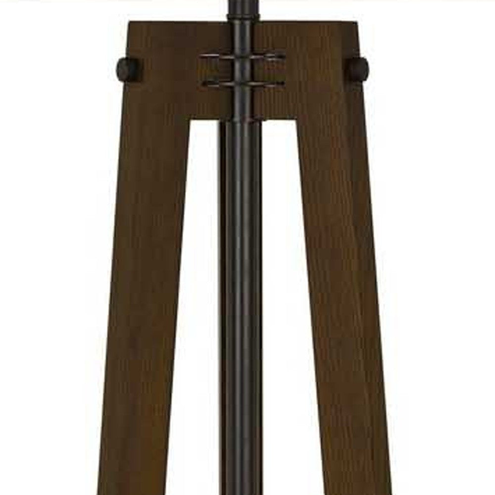 65" Brown Tripod Floor Lamp With White Rectangular Shade