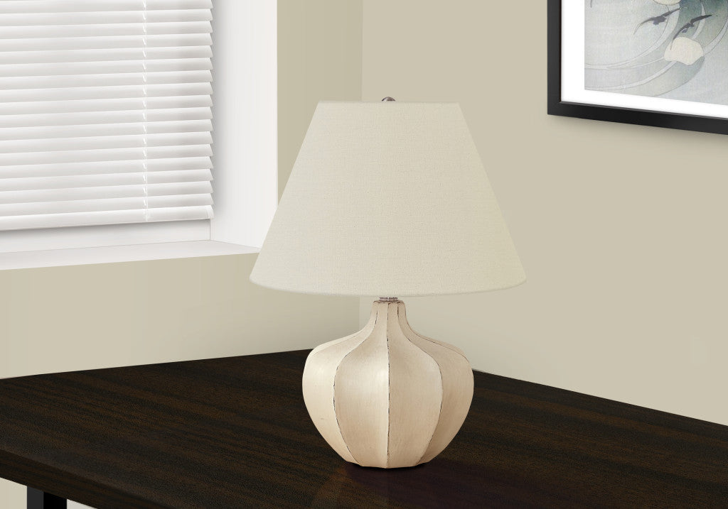 21" Cream Round Table Lamp With Cream Empire Shade