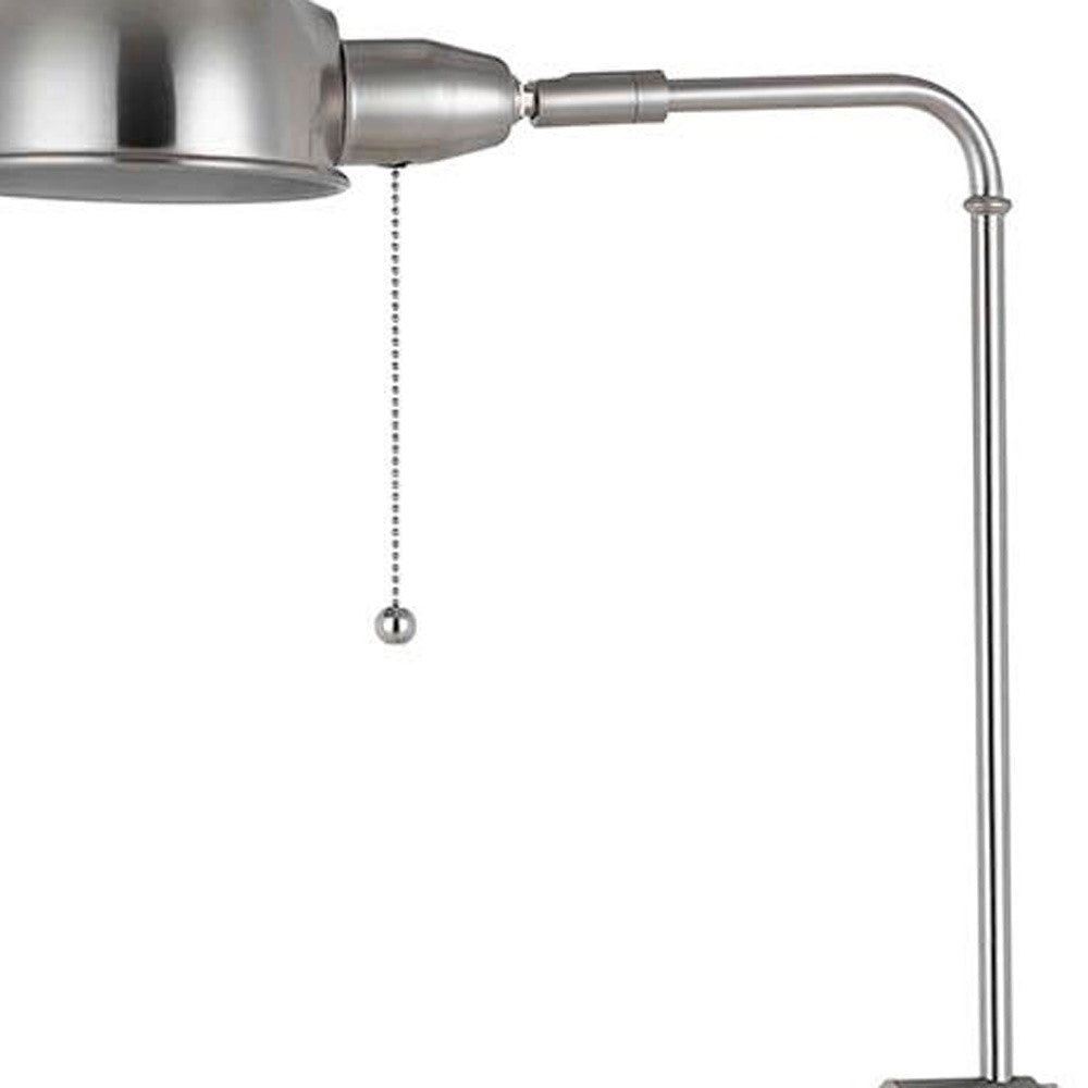 58" Nickel Adjustable Traditional Shaped Floor Lamp With Nickel Dome Shade