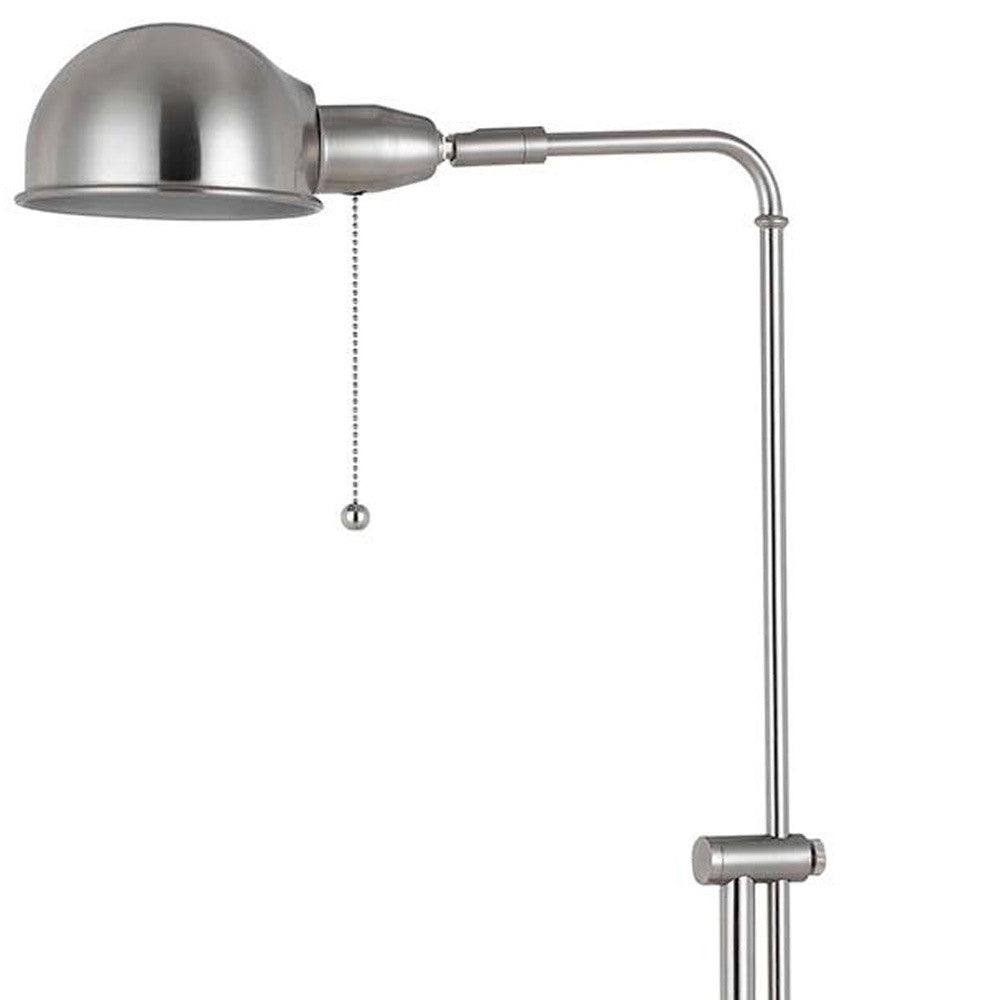 58" Nickel Adjustable Traditional Shaped Floor Lamp With Nickel Dome Shade