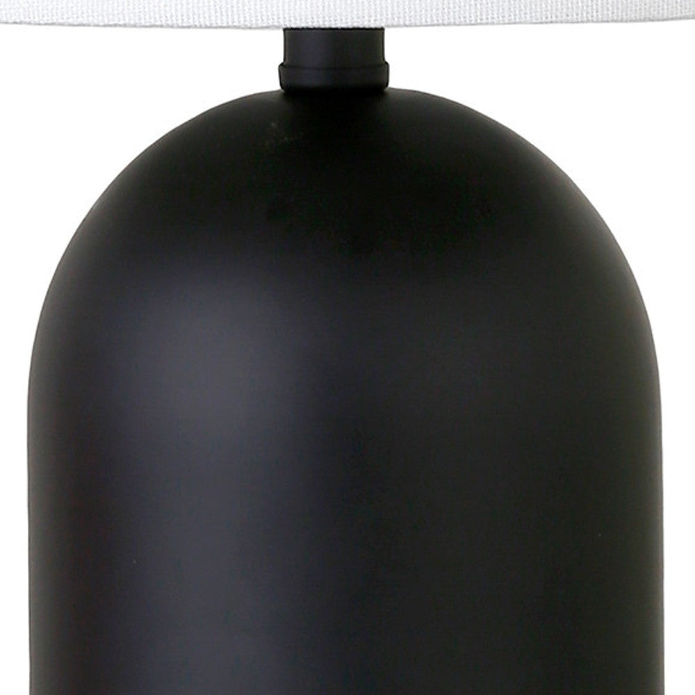 13" Black Metal Cylinder Table Lamp With White Drum Shade