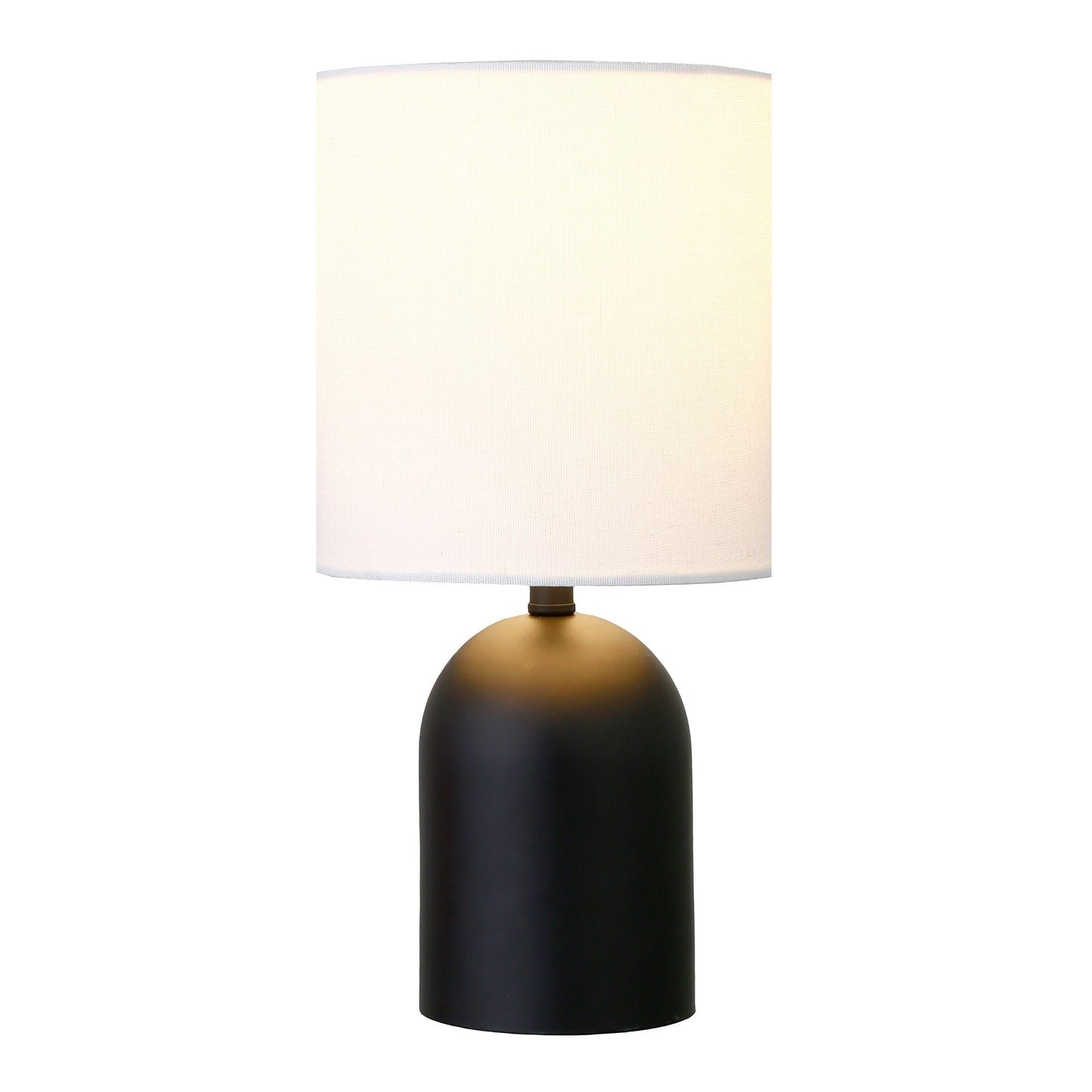 13" Black Metal Cylinder Table Lamp With White Drum Shade