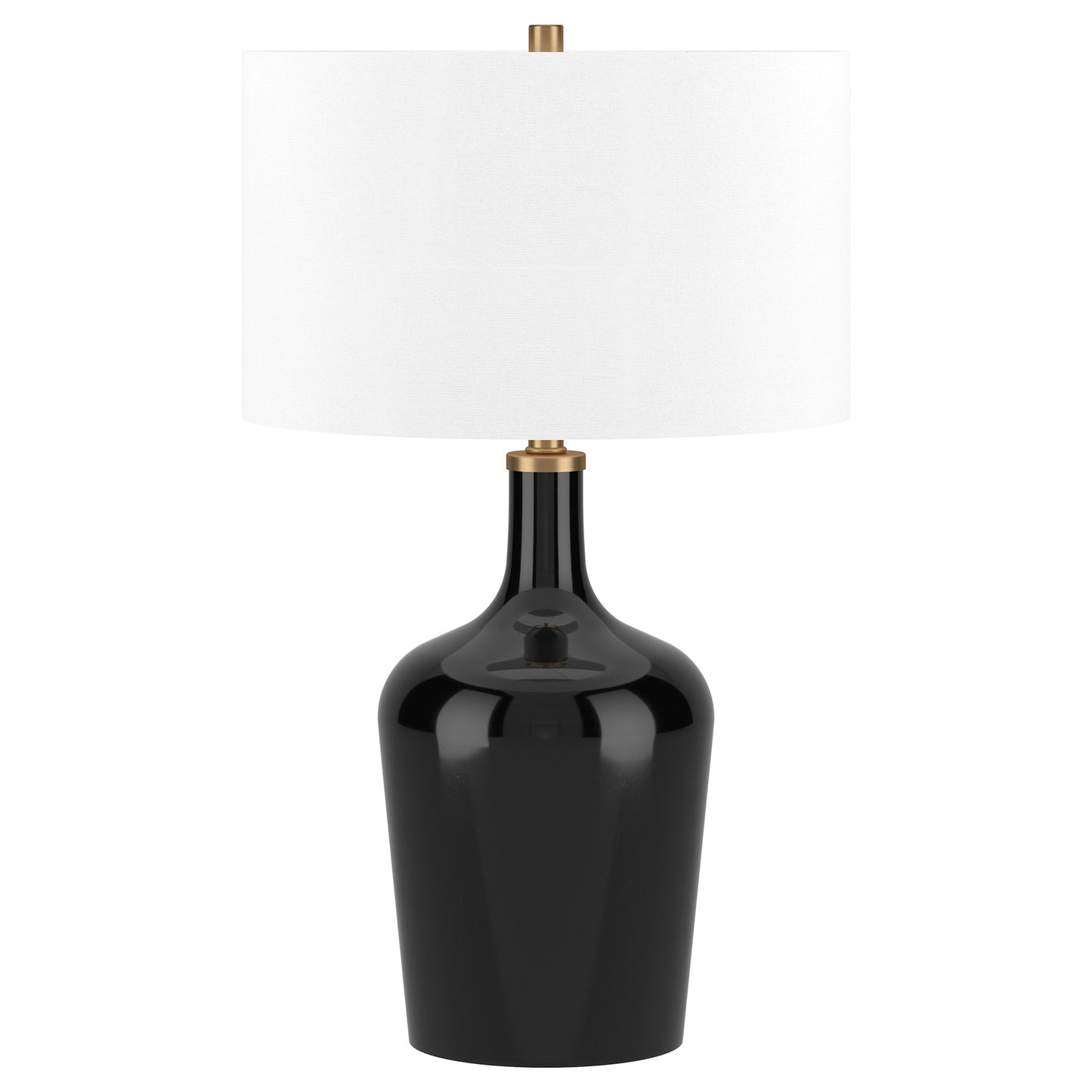 25" Black Glass Urn Table Lamp With White Drum Shade