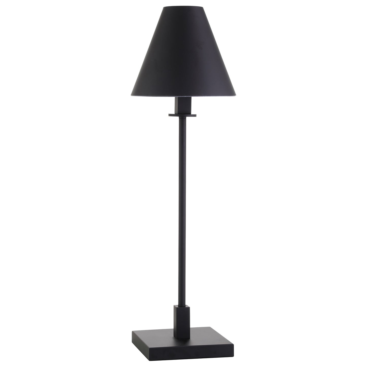 28" Black Metal Candlestick Table Lamp With Black Cone Shade