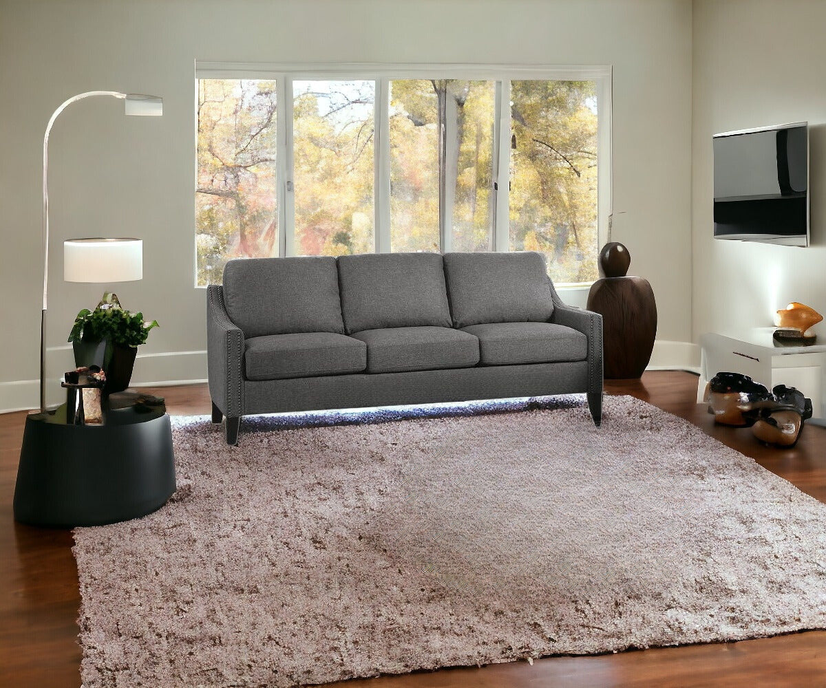 68" Gray Linen and Black Sofa