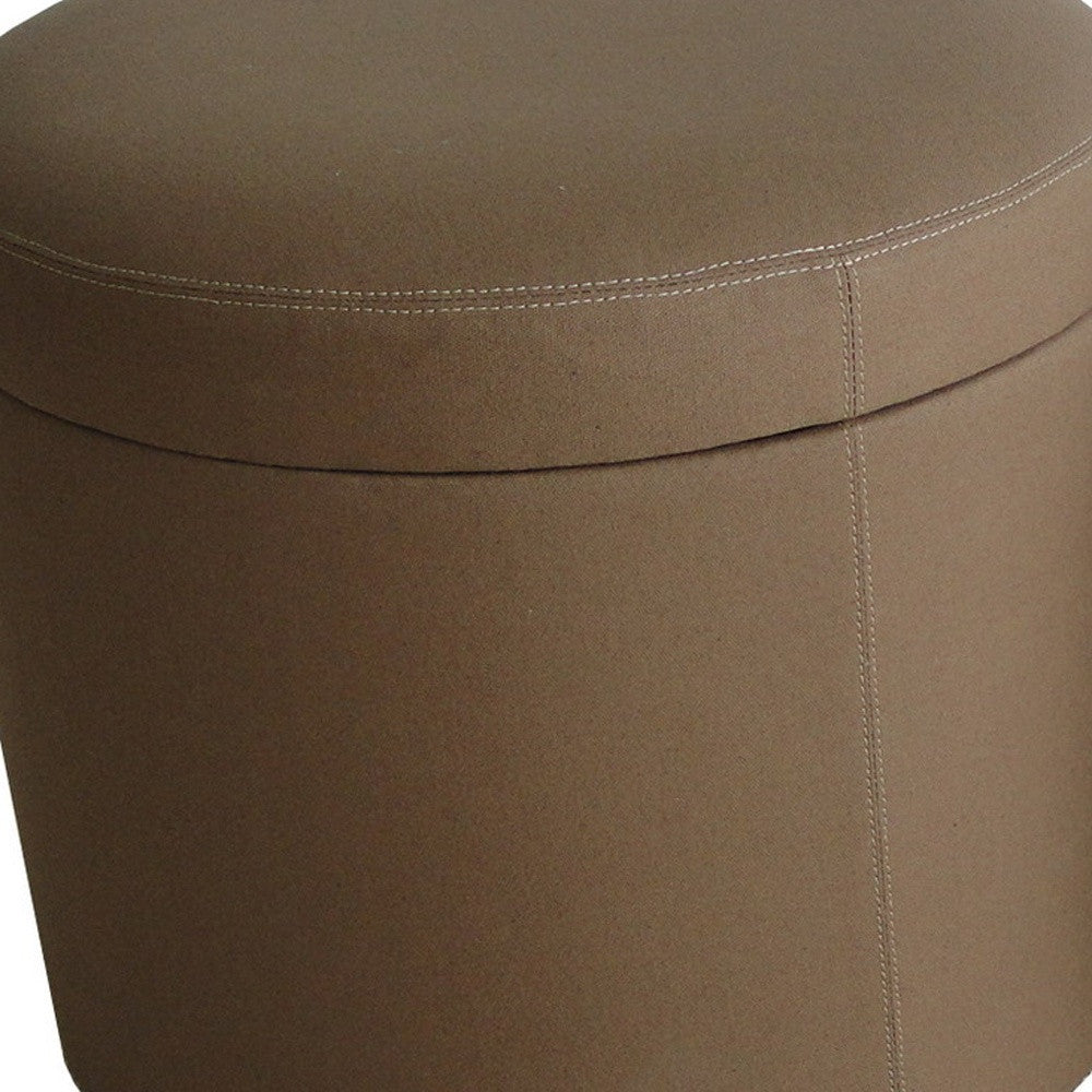 1" Tan Faux Leather Round Storage