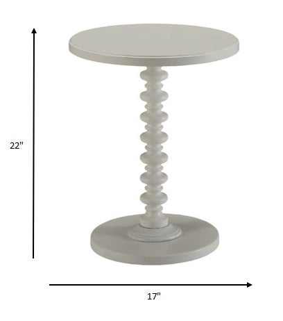 22" White Solid Wood Round End Table