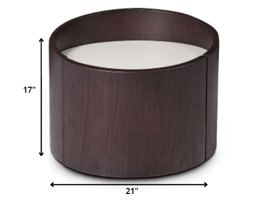 21" Round Modern Brown Oak Finish End Table