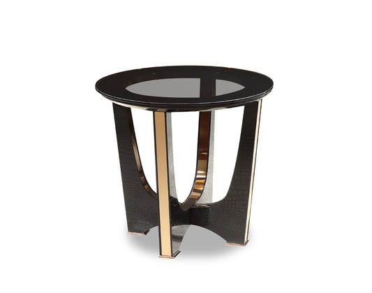 22" Black Crocodile And Rosegold End Table