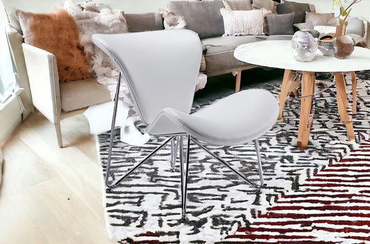 28" White And Silver Polyester Butterfly Chair