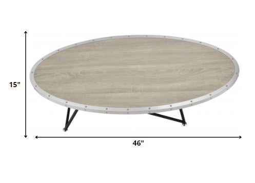 46" X 23" X 15" Weathered Gray Oak Particle Board Coffee Table