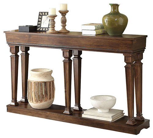 72" X 12" X 35" Oak Wood Console Table