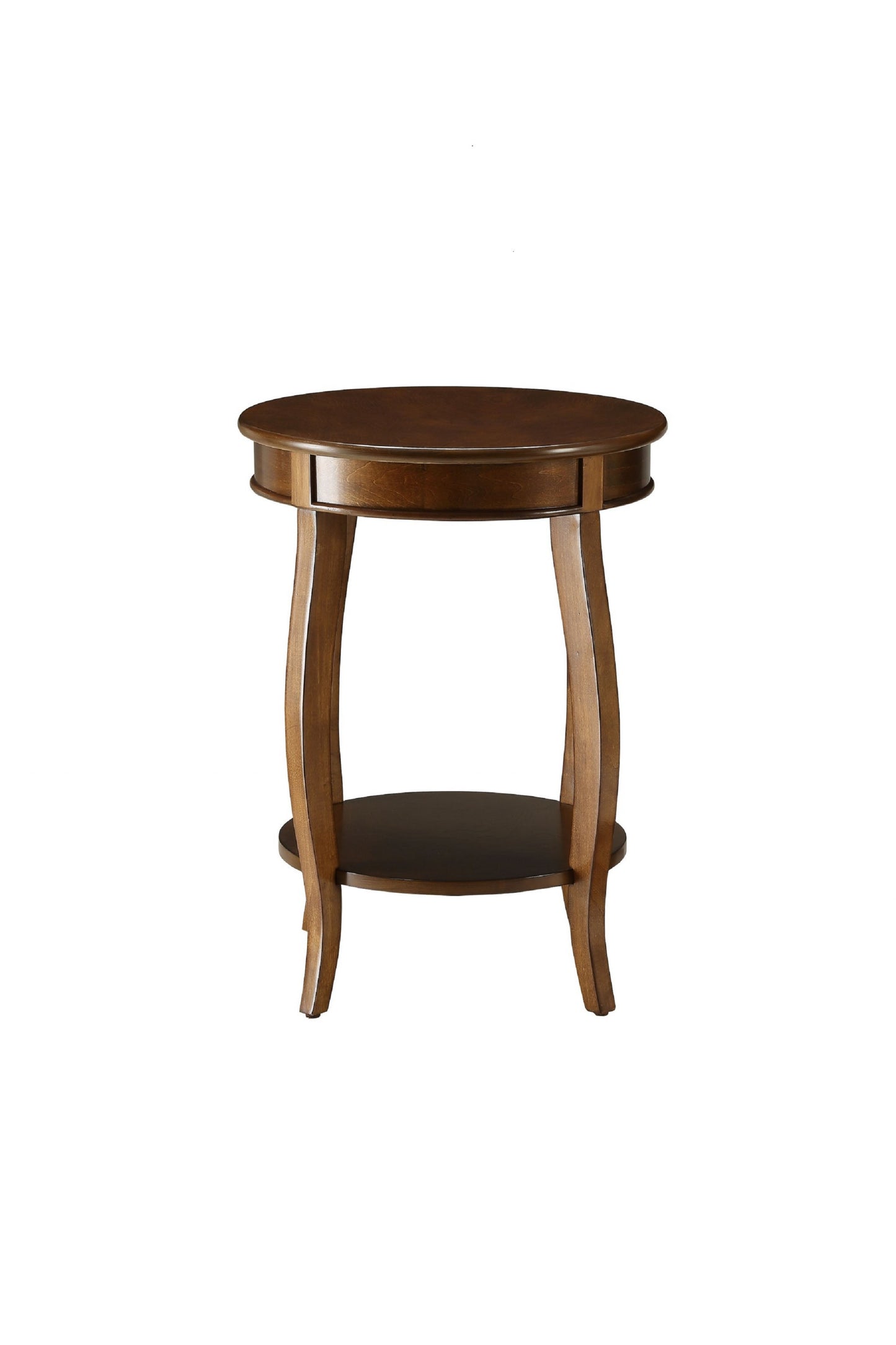 24" Brown Solid Wood Round End Table