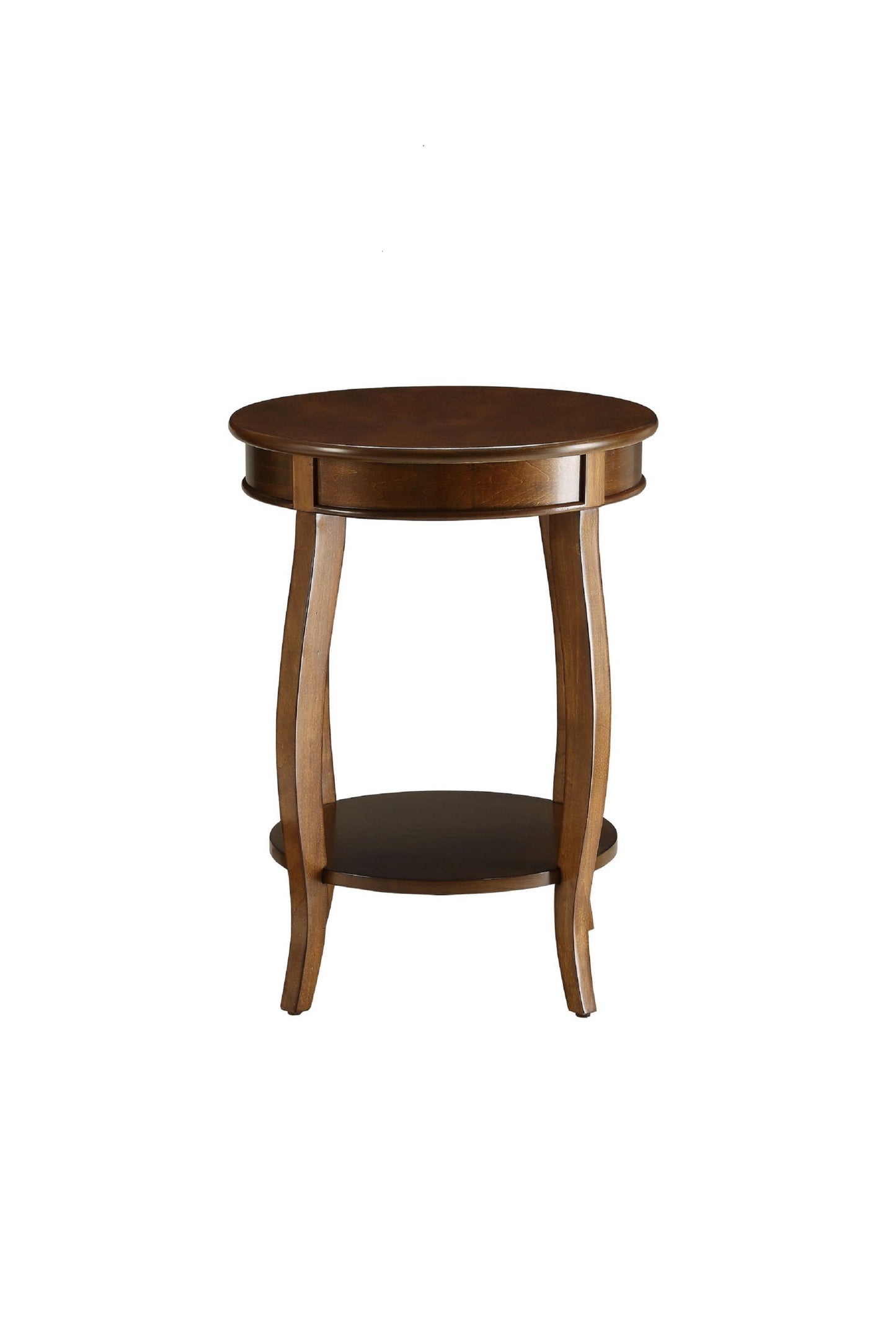 24" Brown Solid Wood Round End Table