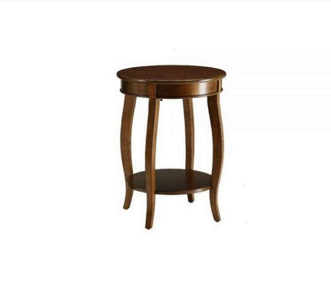 24" Brown Solid Wood Round End Table