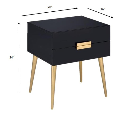 24" Gold And Black End Table