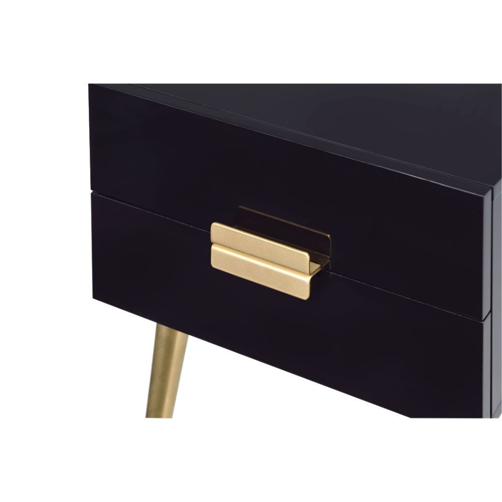 24" Gold And Black End Table