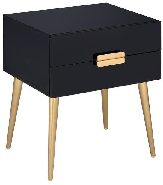 24" Gold And Black End Table