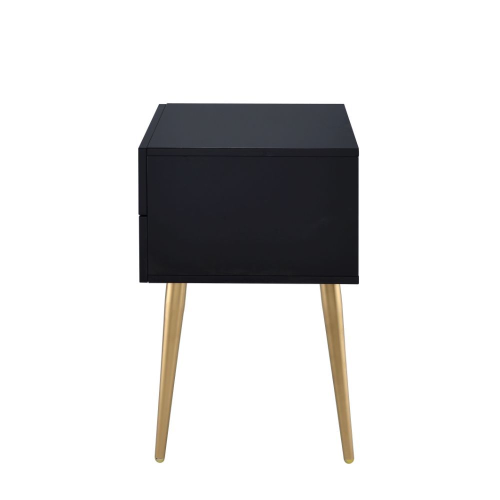 24" Gold And Black End Table