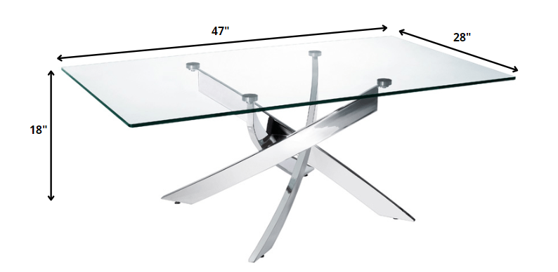 18" Steel And Glass Coffee Table