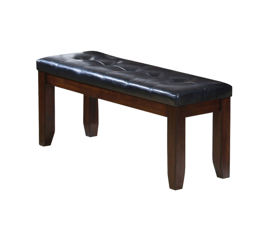 48" Black and Espresso Upholstered Faux Leather Bench