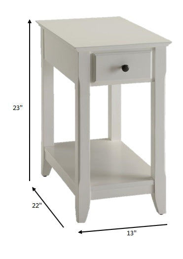 23" White Solid And Manufactured Wood Mirrored End Table With Drawer And Shelf