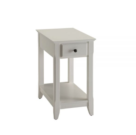 23" White Solid And Manufactured Wood Mirrored End Table With Drawer And Shelf