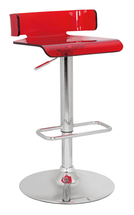 " Red And Silver Stainless Steel Low Back Counter Height Bar Chair