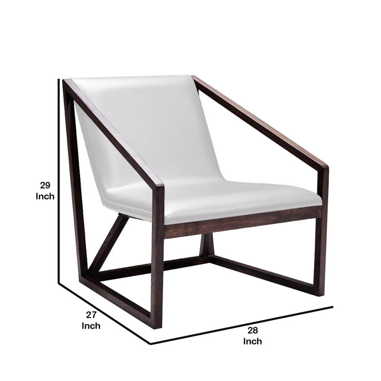 27" Gray And Brown Genuine Leather Lounge Chair