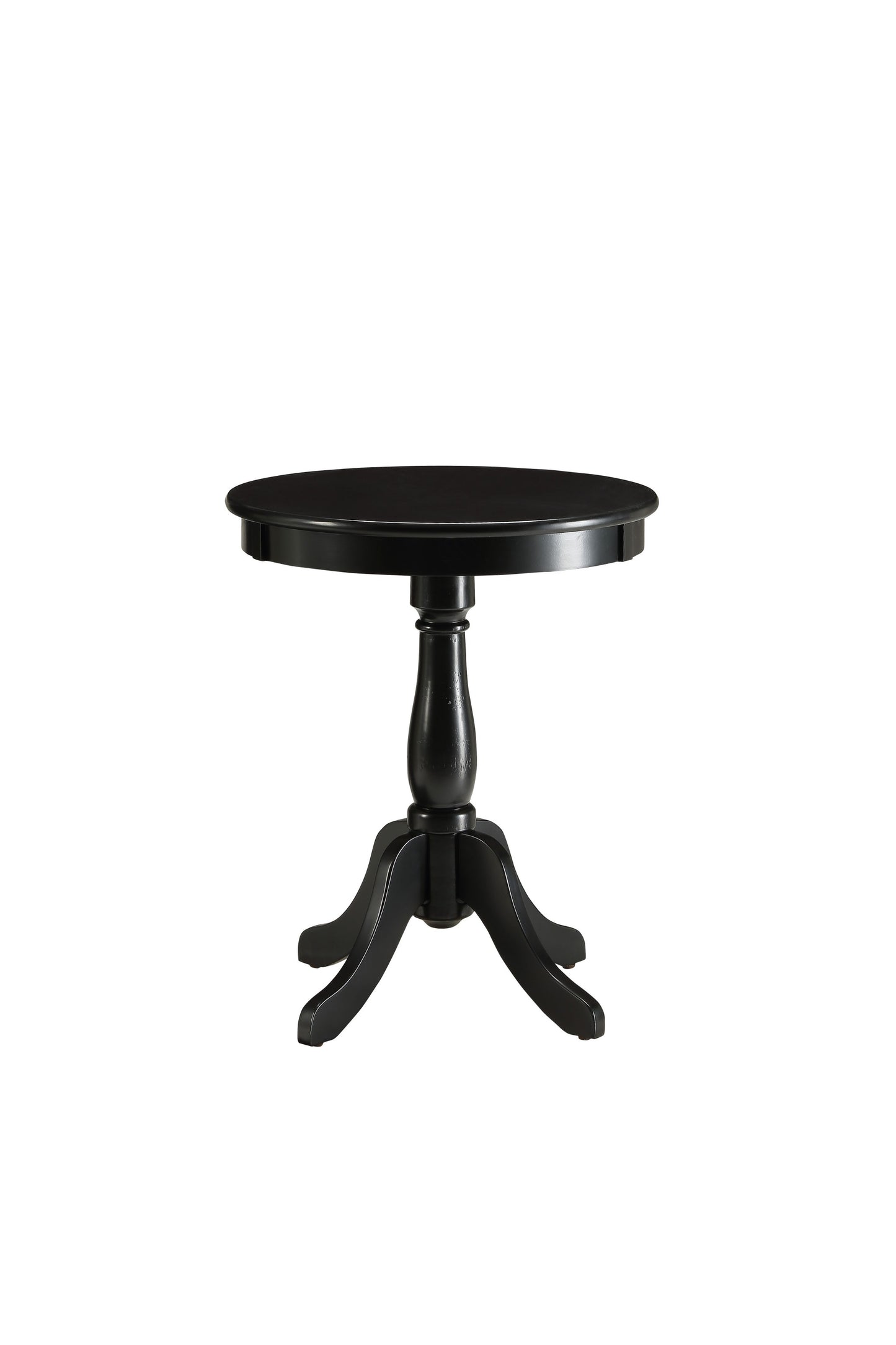 22" Black Solid Wood Round End Table